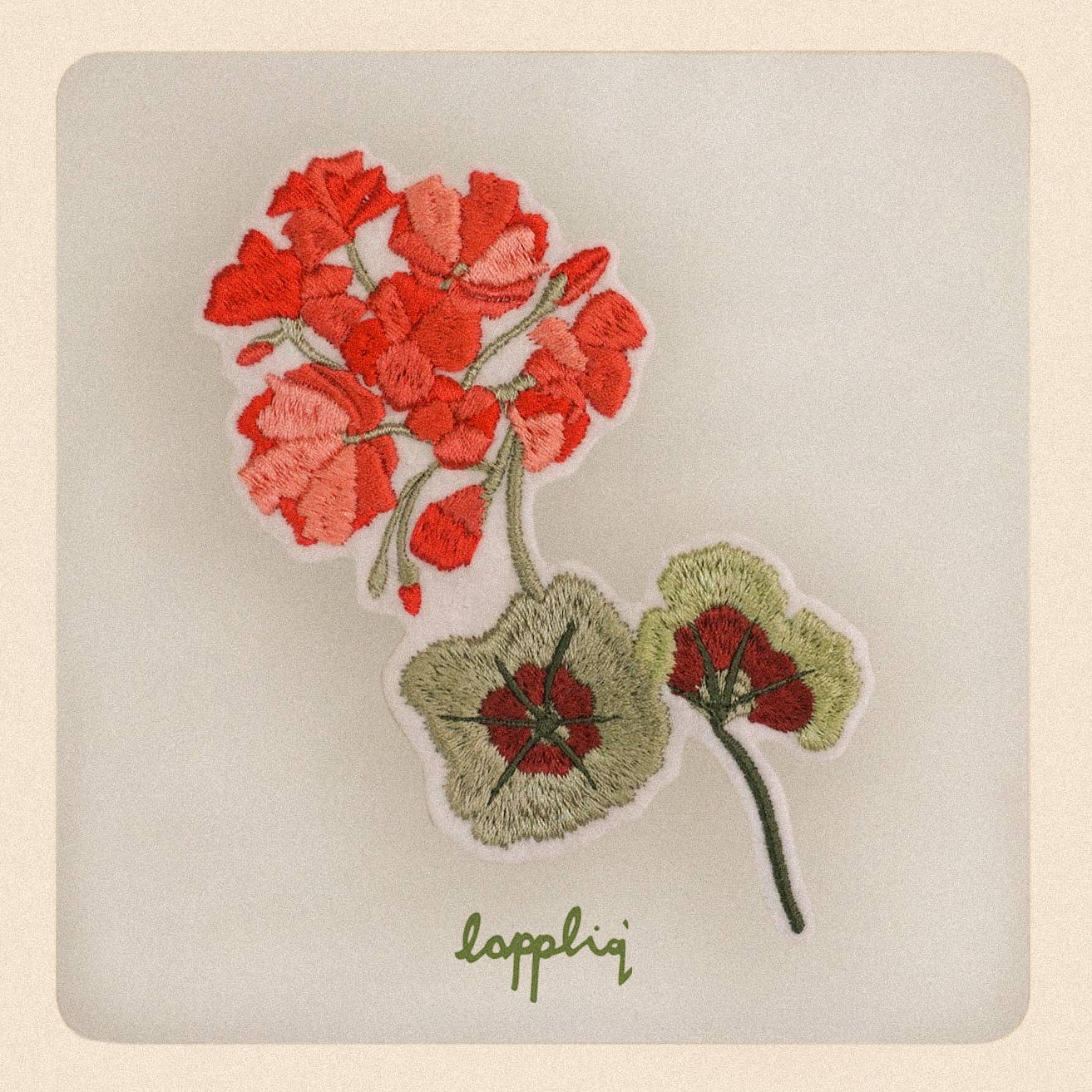 Embroidered Geranium Iron-on Patch