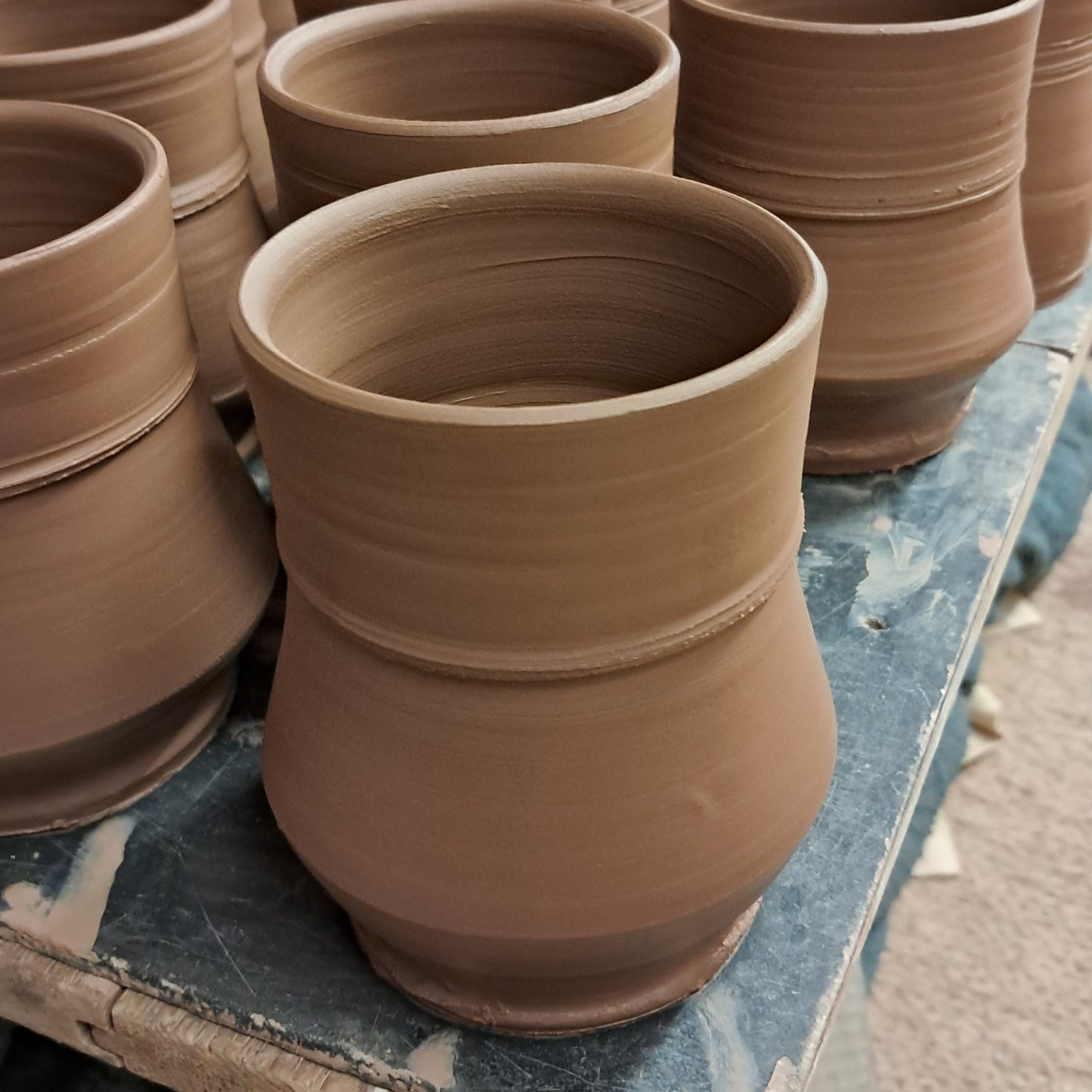 Slipware Yunomi Tea Bowl - Green/Cream