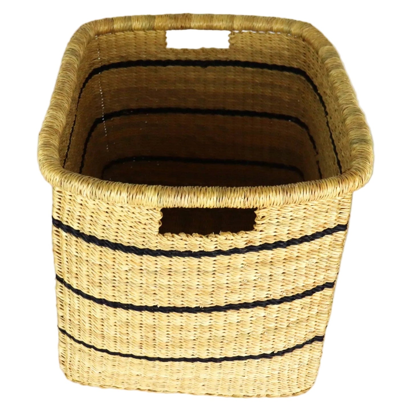 Natural Brown & Black Rectangle Storage Basket: Large