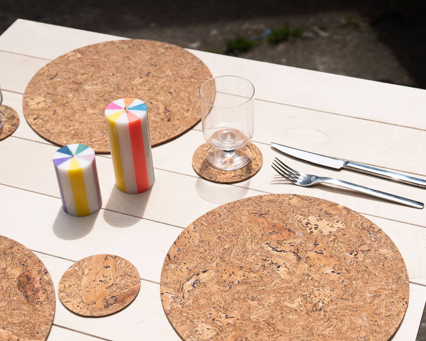 Round Natural Cork Coasters Set of 4 - Natural