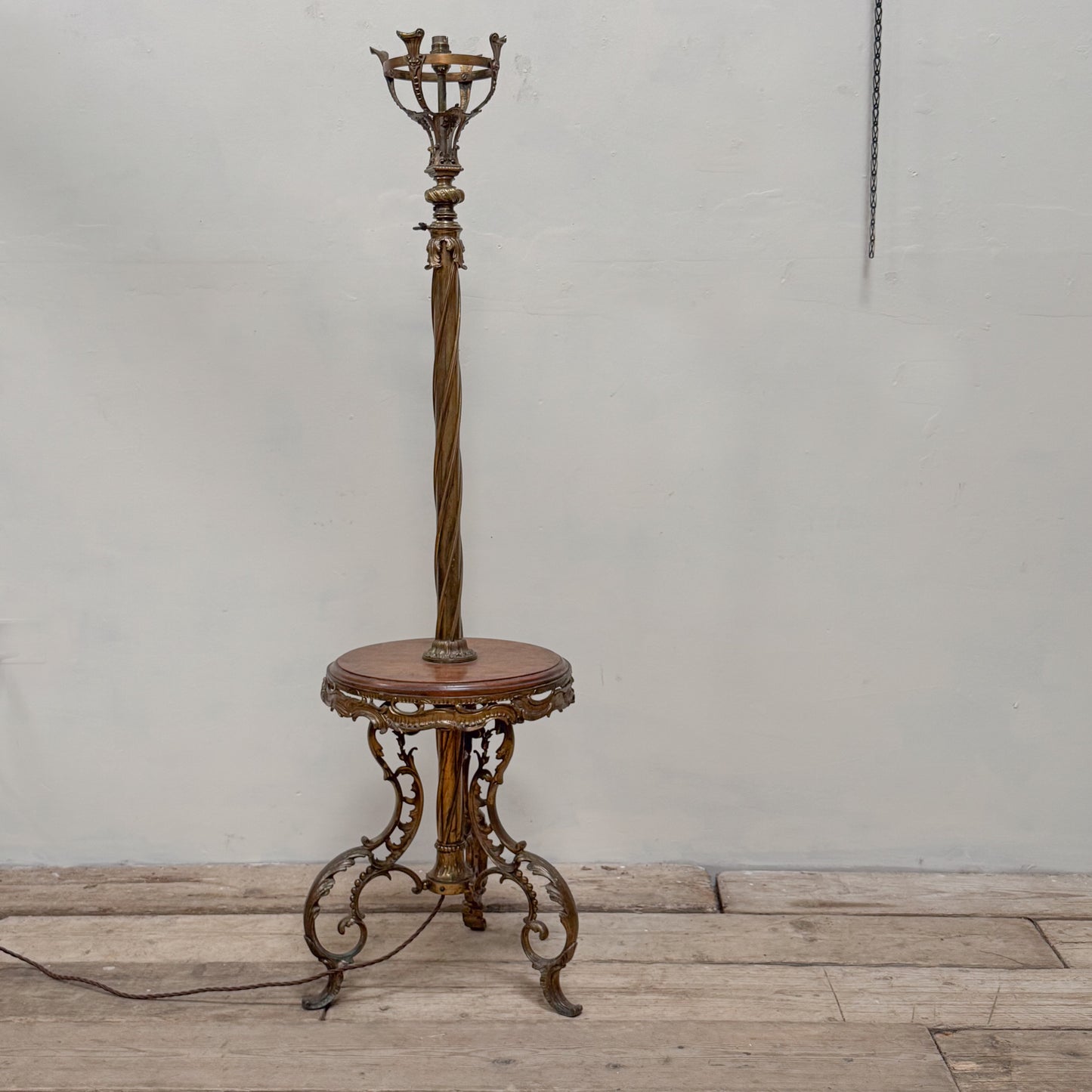 A Late 19th Century Gilded Brass Standard Lamp