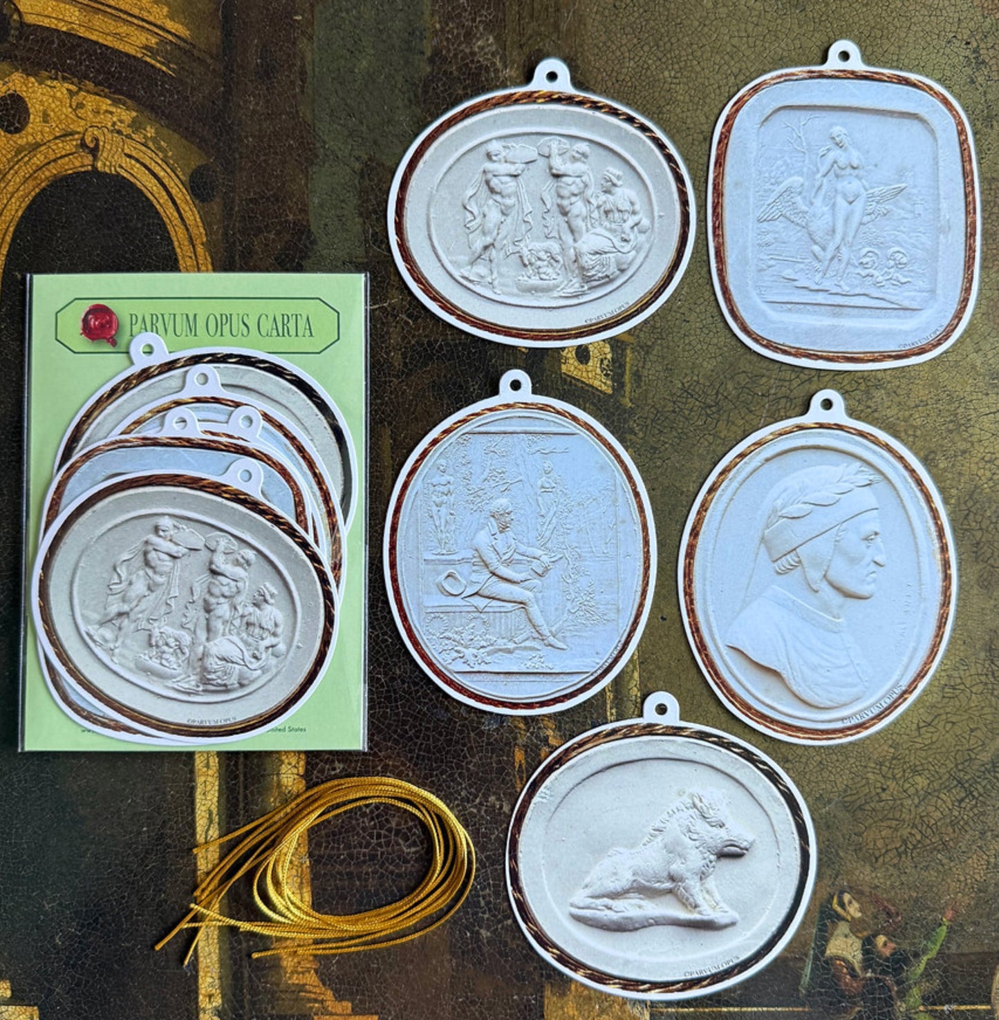 White Intaglio Gift Tags, Set of 5