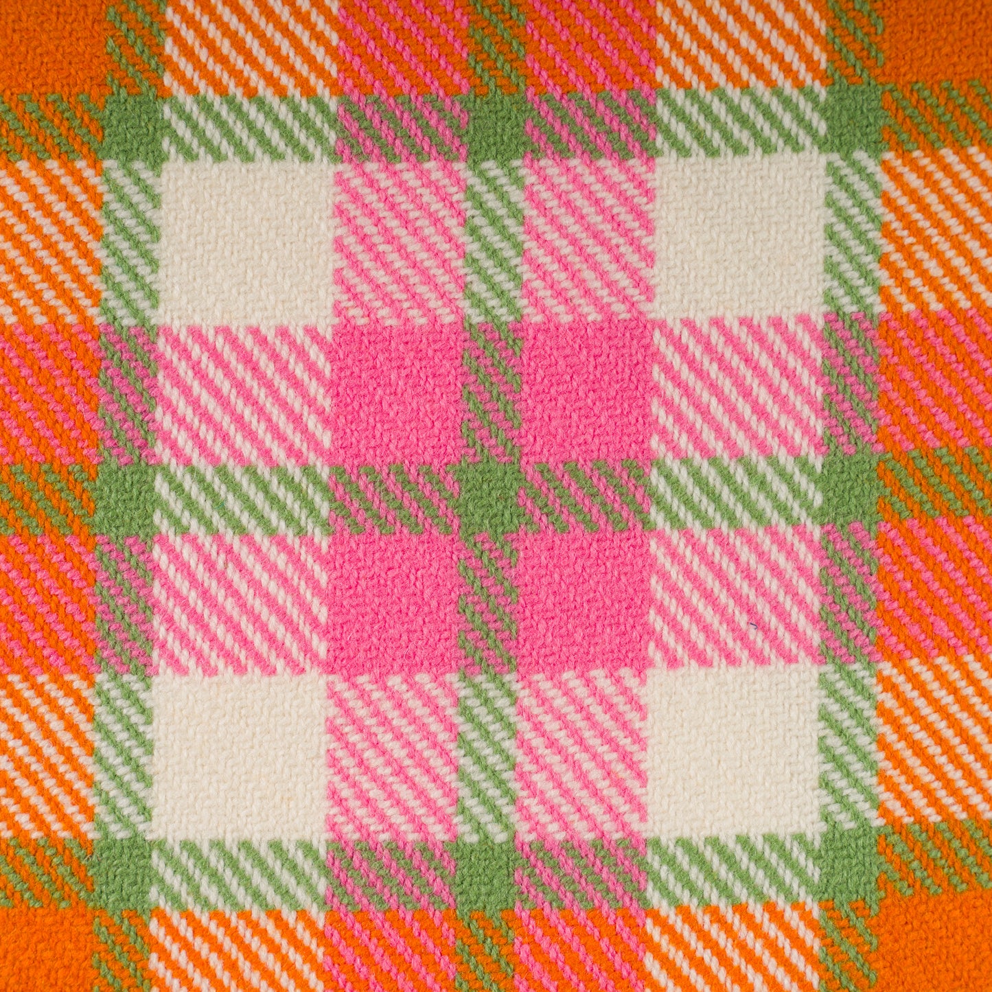 Large Check Lambswool Cushion - Flame