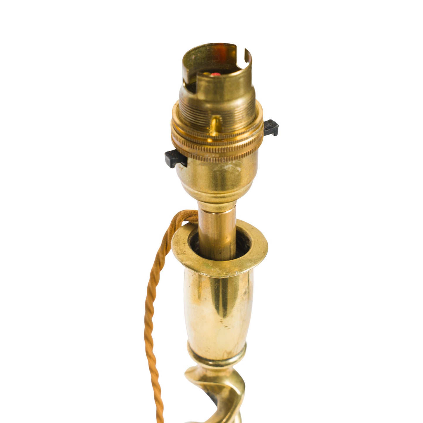 Pair Antique Twisted Brass Candlestick Lamps