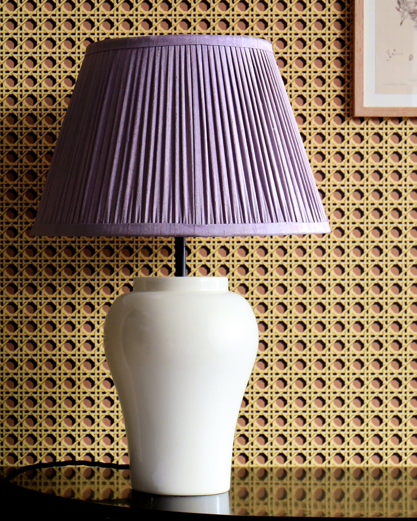 14" Natural Dyed Silk Dupion Lampshade - Lilac