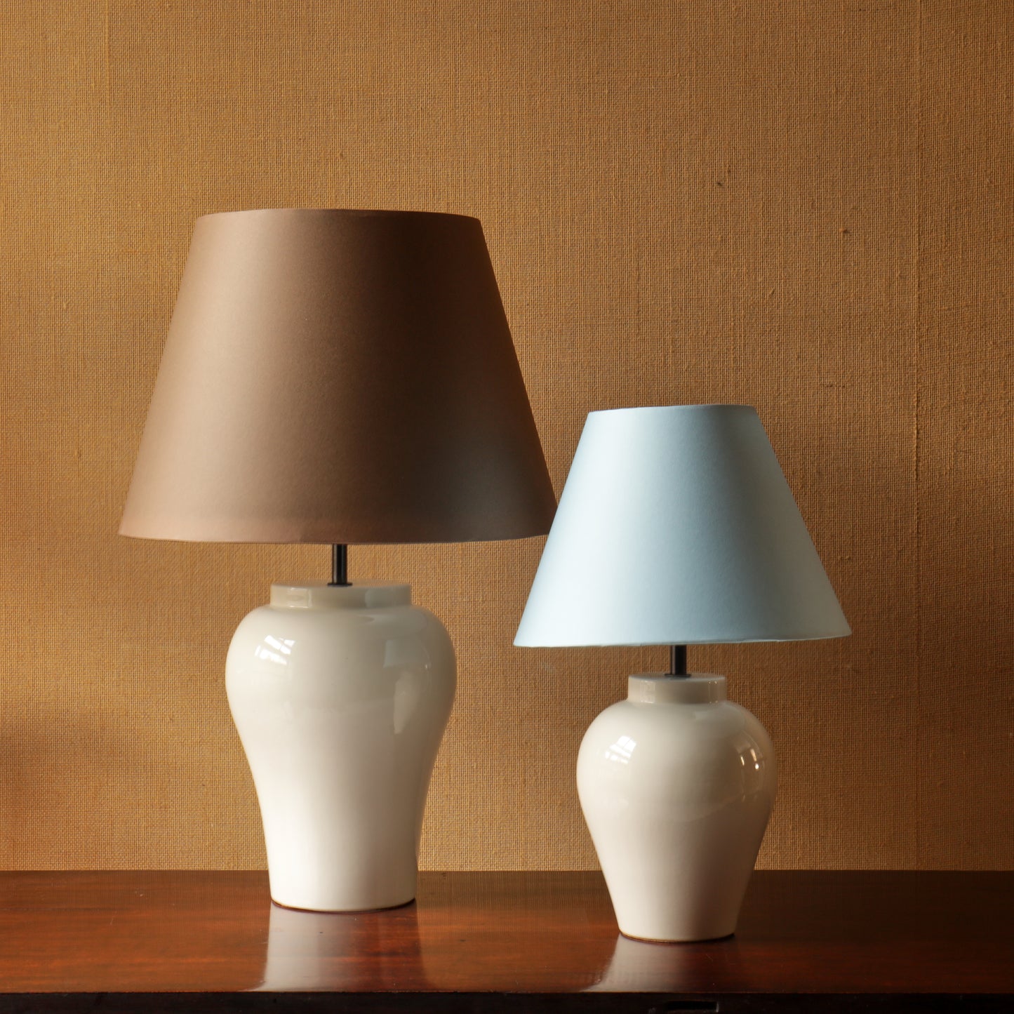 P&H Creamware High Shouldered Lamp
