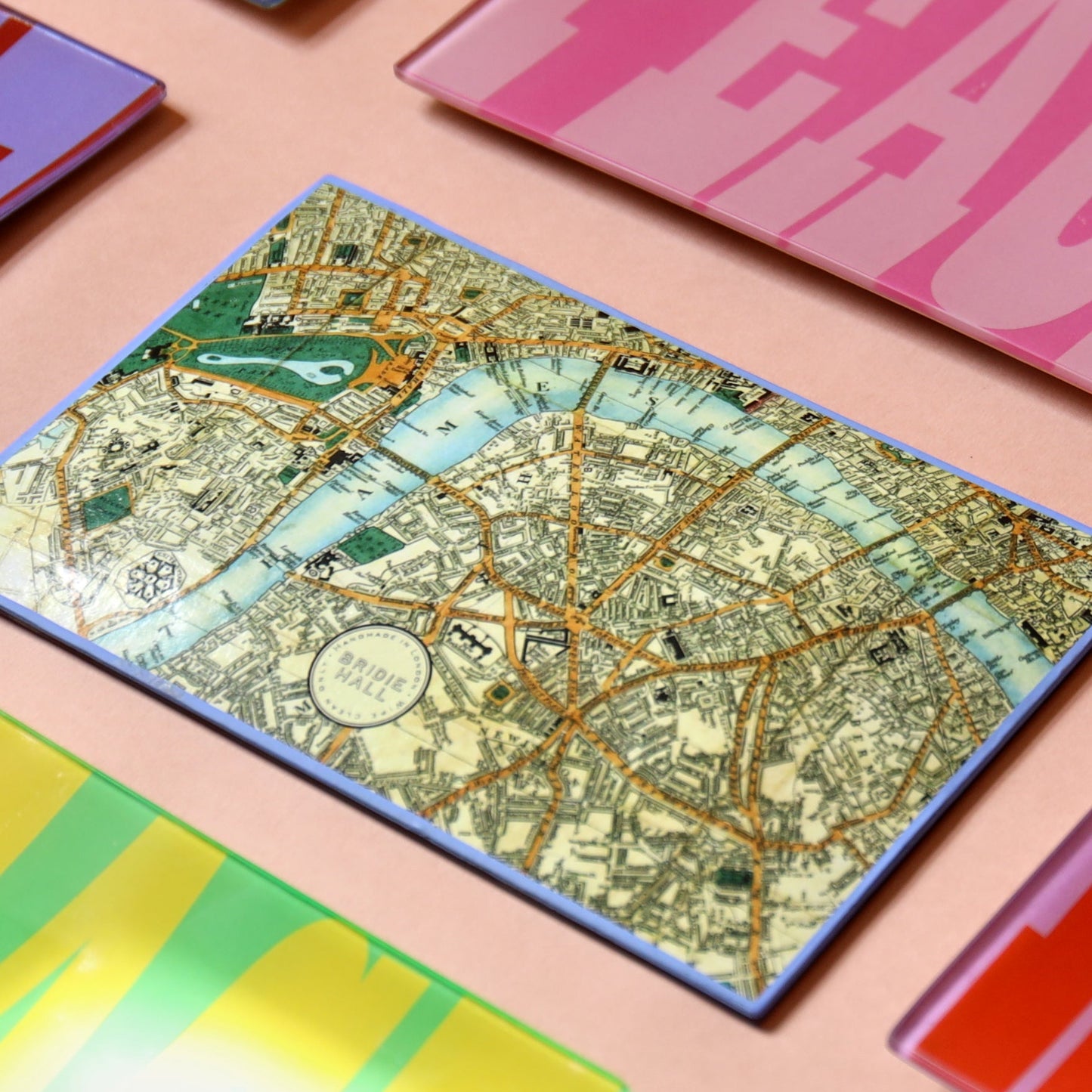 5" x 8" Peace Decoupage Tray - Lilac & Red