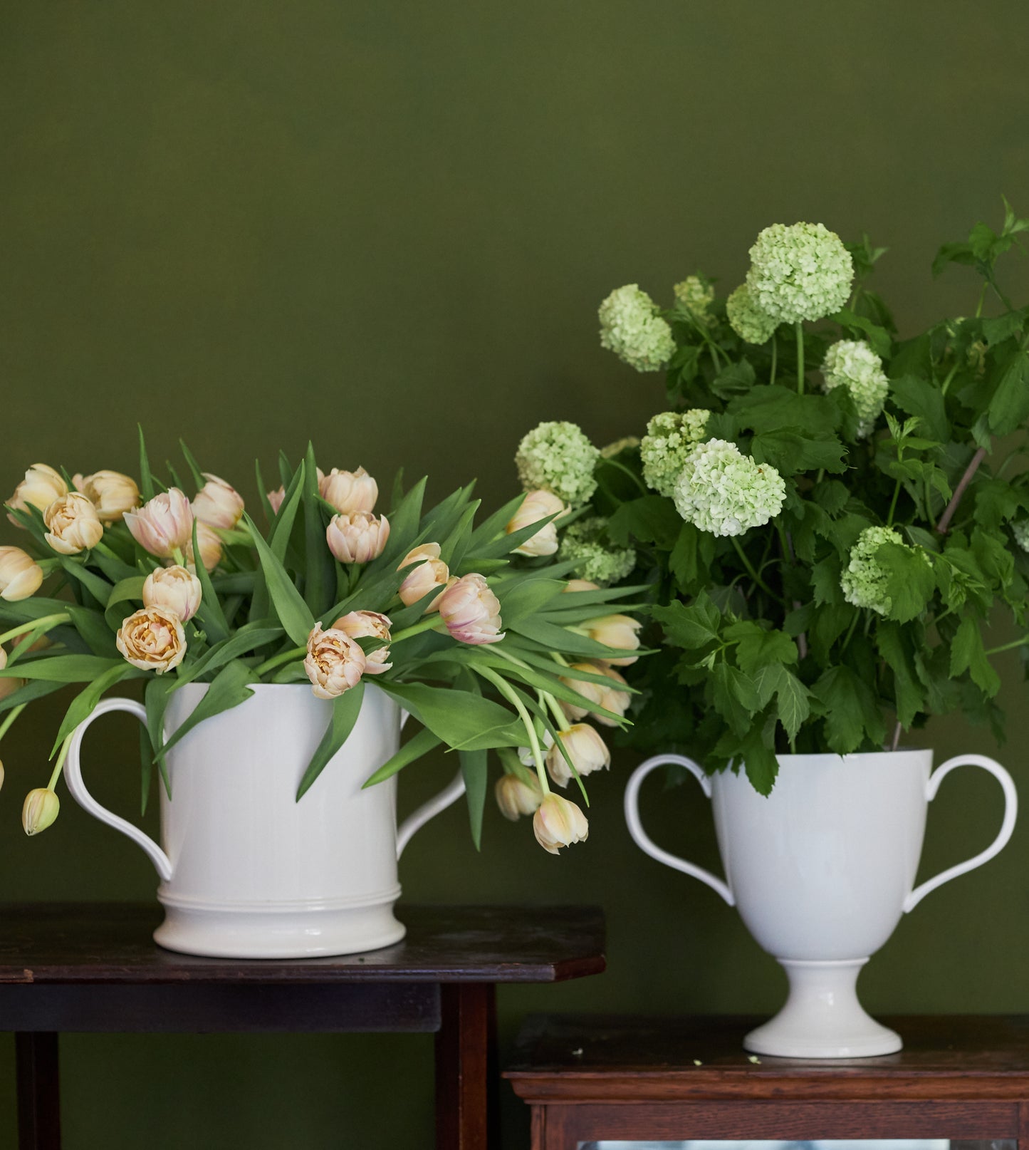 P&H Creamware Lidded Urn with Handles