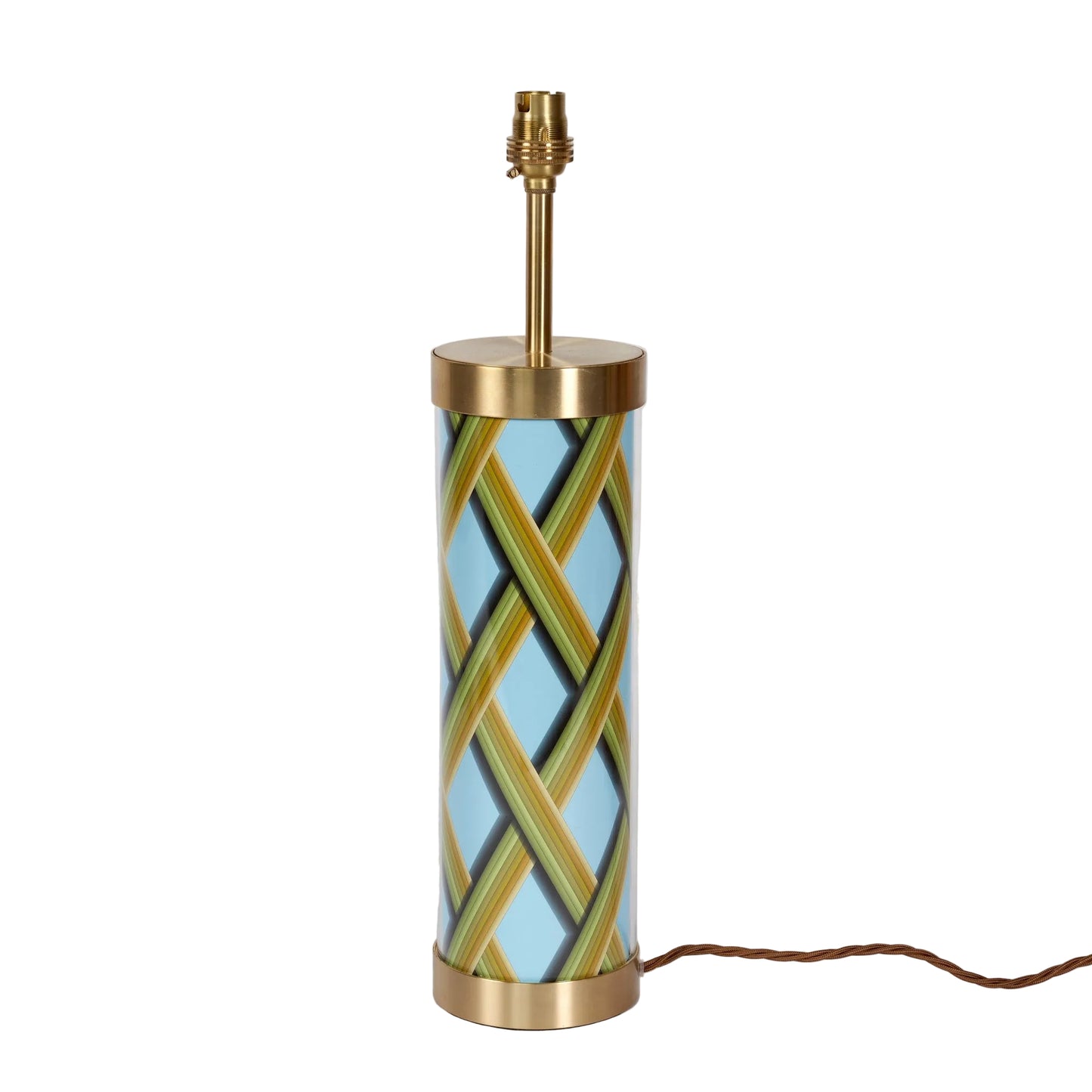 Trellis Work - Sky Blue Glass & Brass Lamp