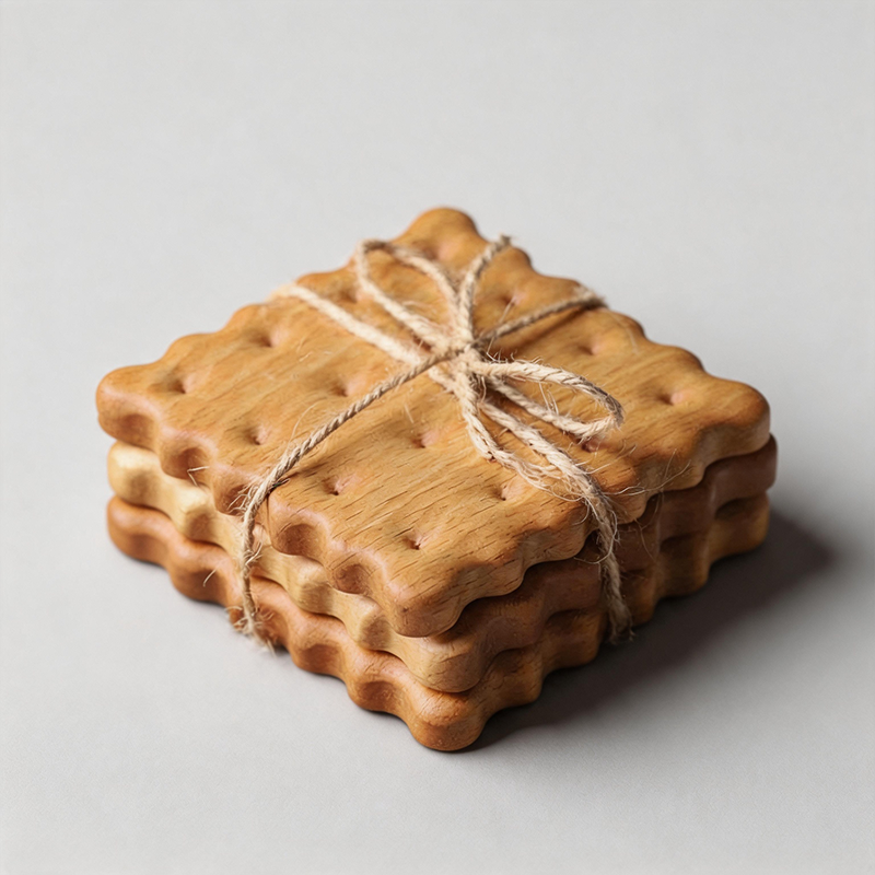 Round Wooden Biscuit Coaster: Beech