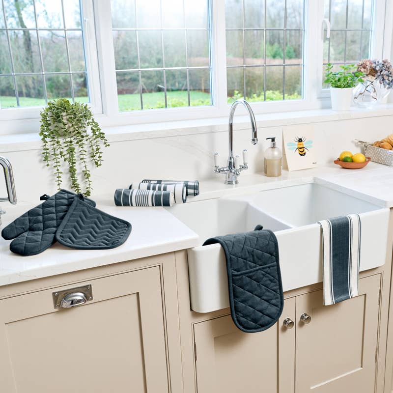 Striped Cotton Tea Towel - Blue