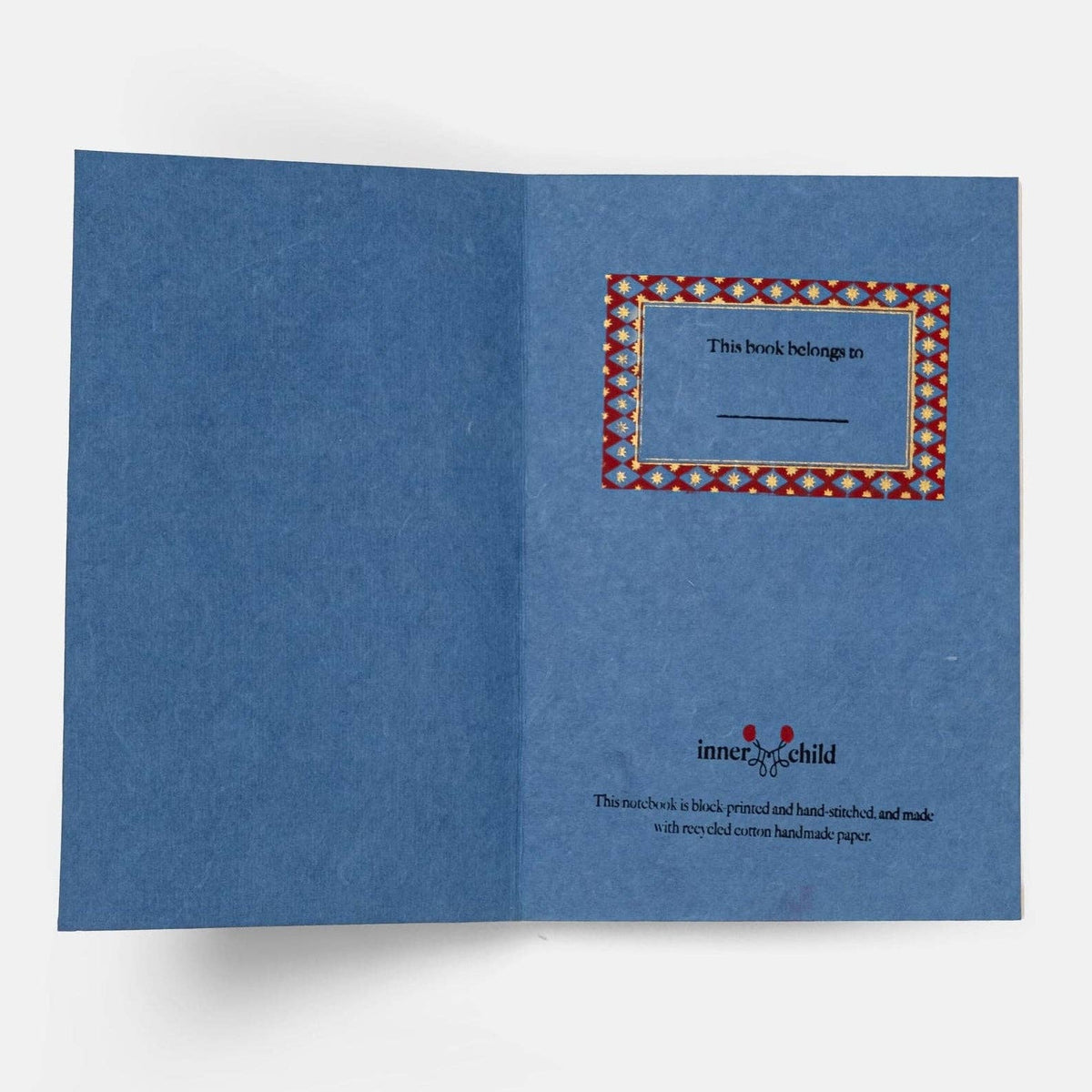 A5 Block Print Notebook - Blue Striped Circles Striped Circles