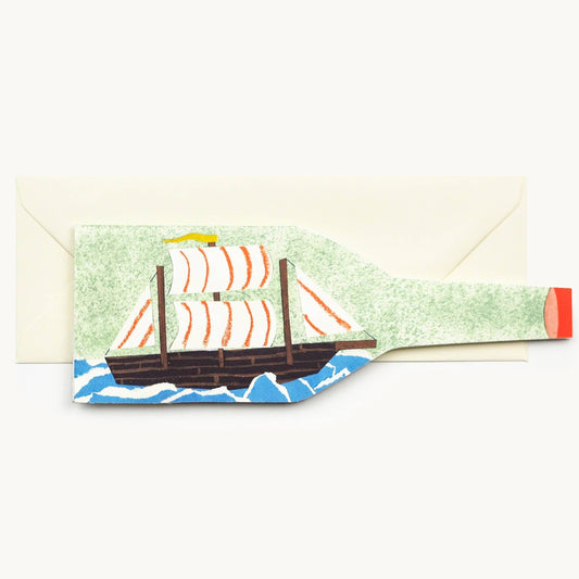 Ship in a Bottle nautical card
