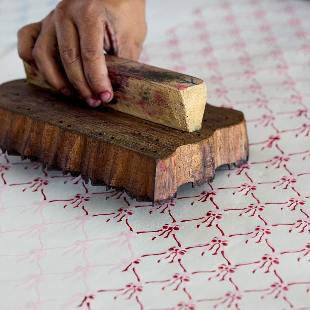 Block Printed Wrapping Paper - Bows Pink Sorbet