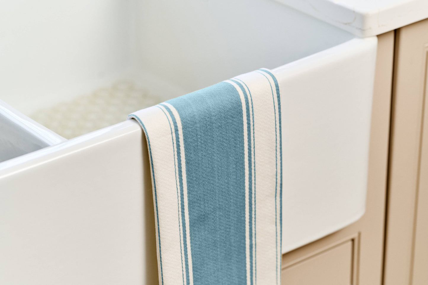 Striped Tea Cotton Towel - Duck Egg
