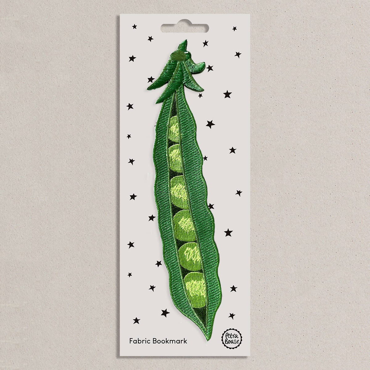 Embroidered Fabric Bookmark - Pea Pod