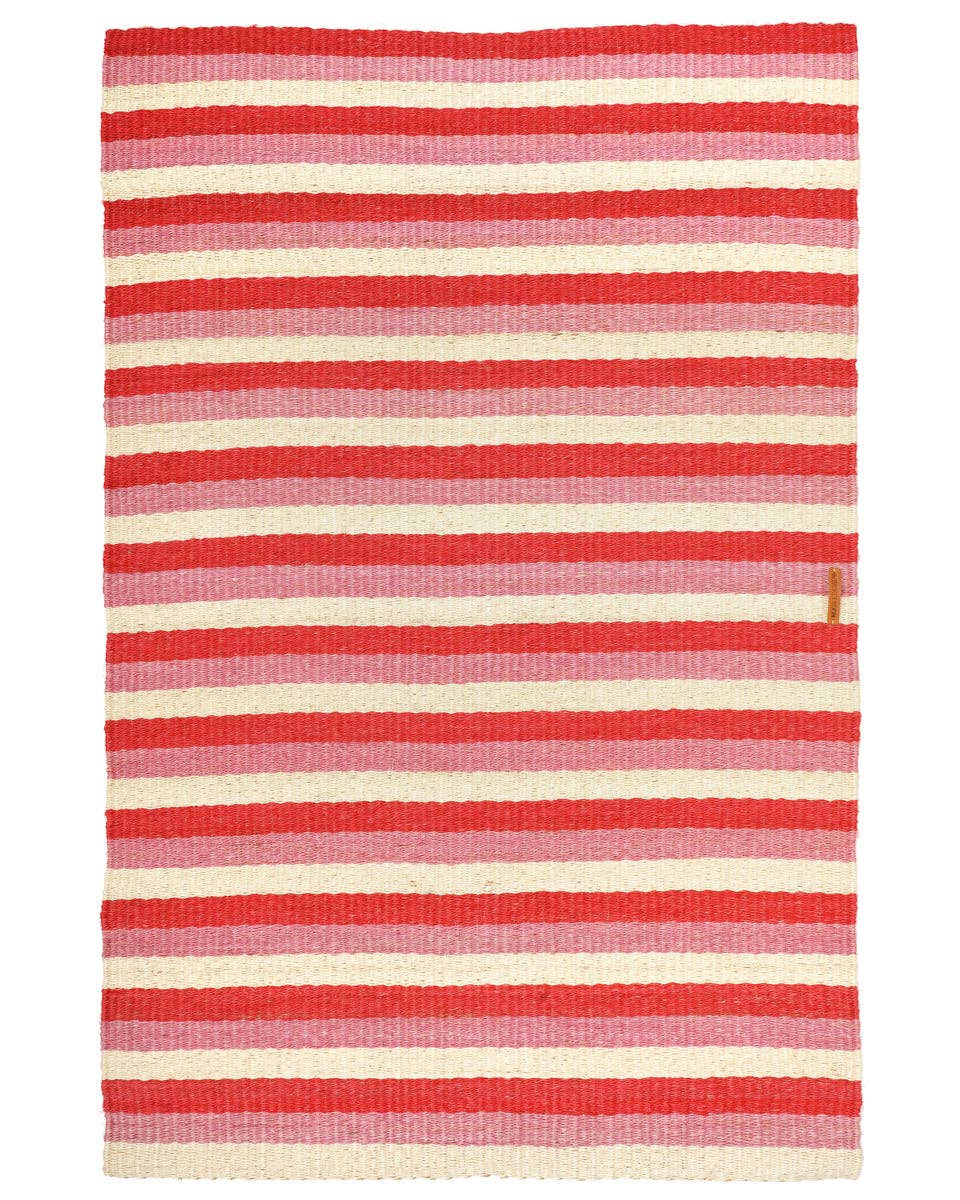 HEKIMA: Small Red, Vintage Pink and Natural Woven Sisal Rug