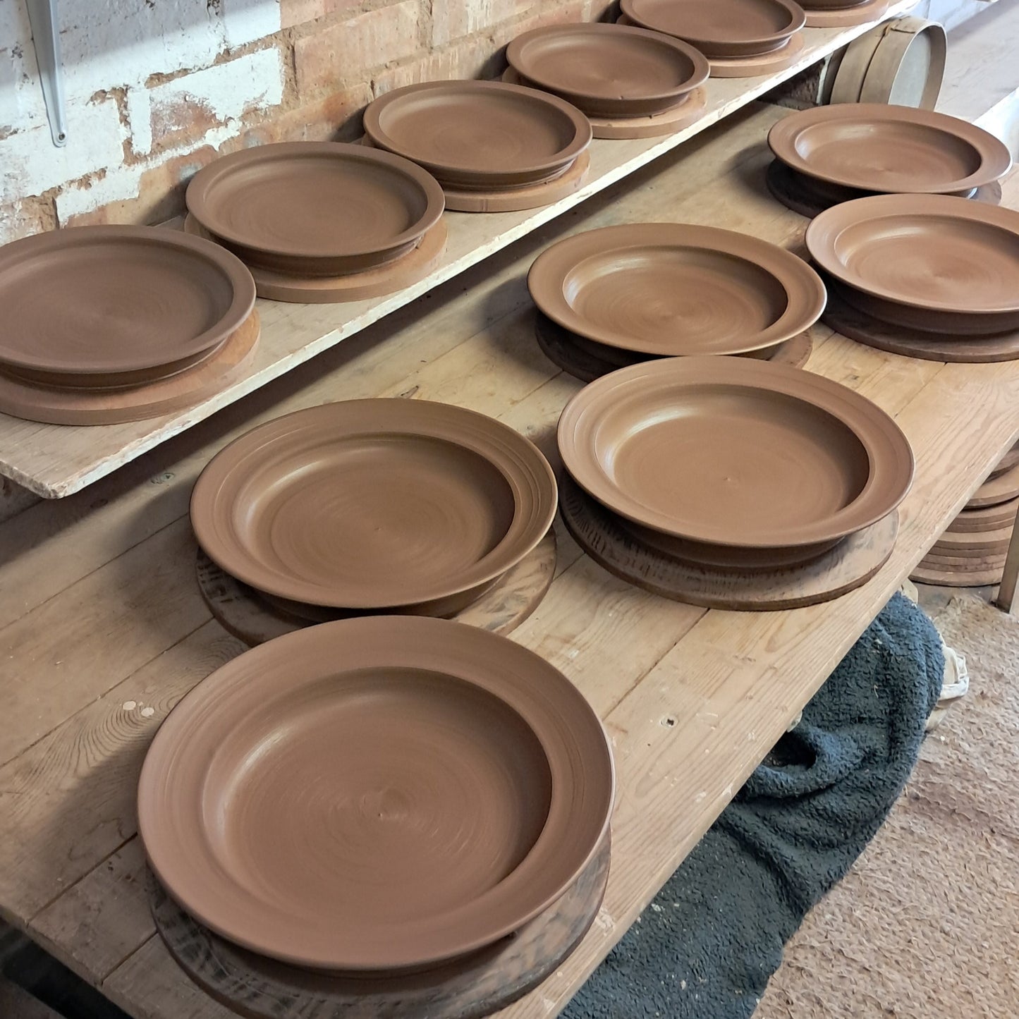 Slipware Side Plate - Green/Cream