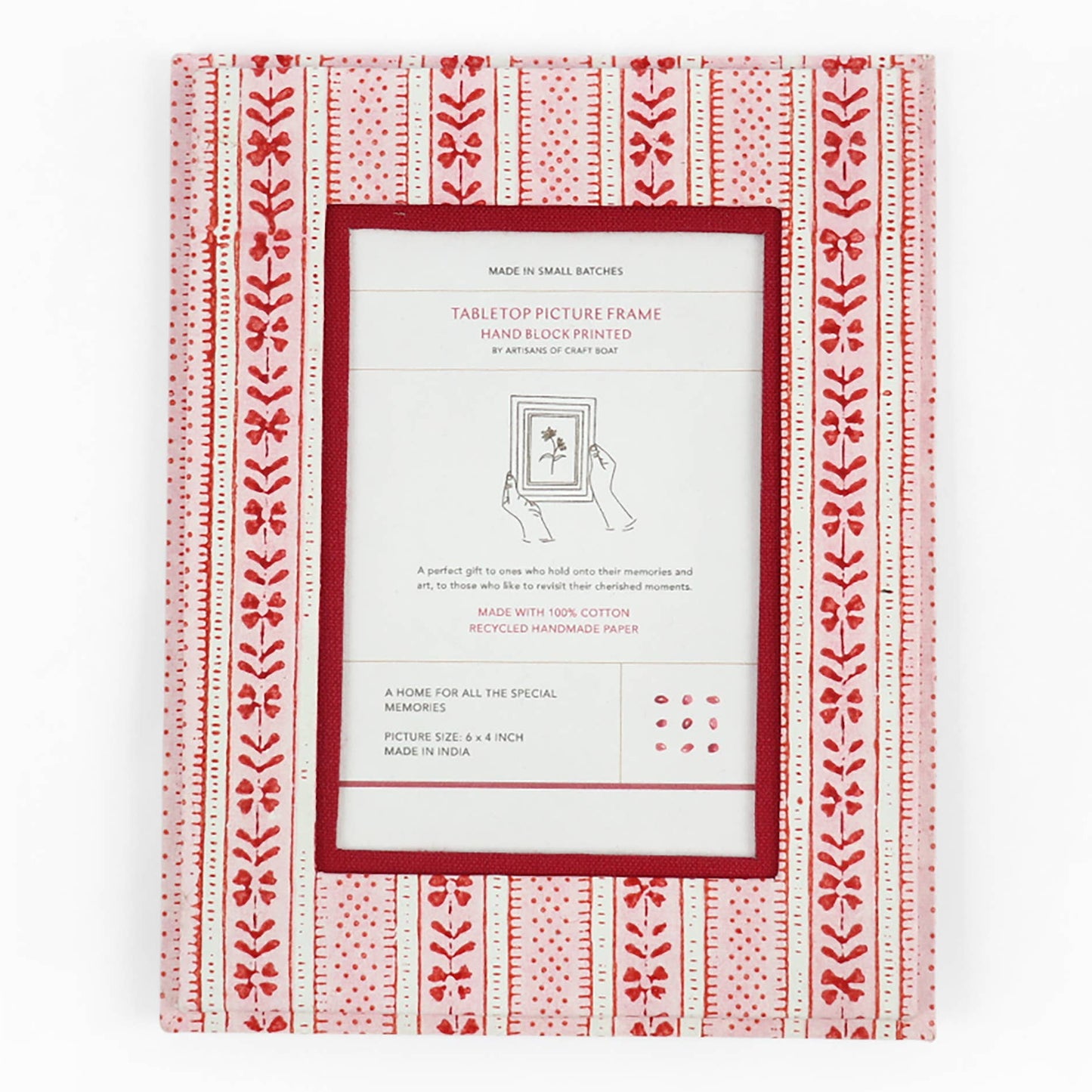 Table Top Picture Frame - Floral Stripe Red