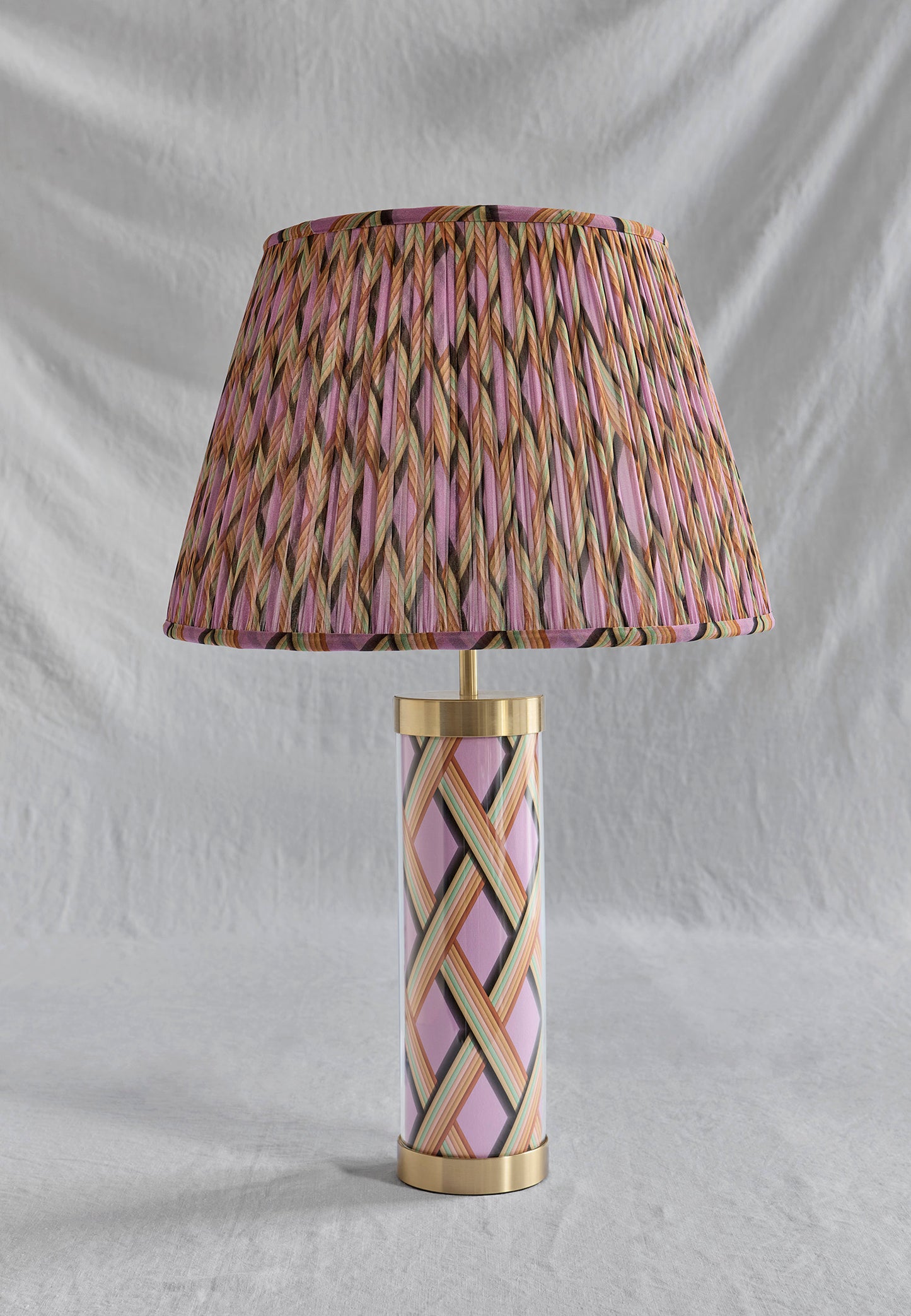 Trellis Work - Mauve Glass & Brass Lamp