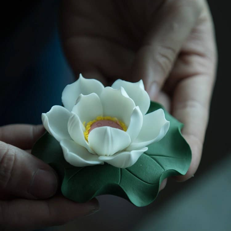 Handmade White Lotus Incense Holder