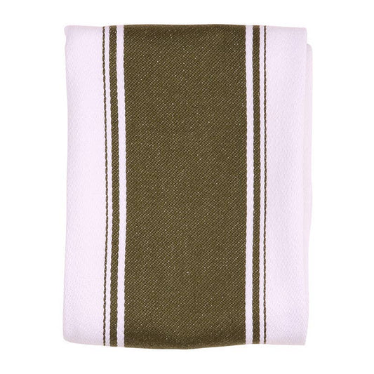 Striped Cotton Tea Towel - Olive Green