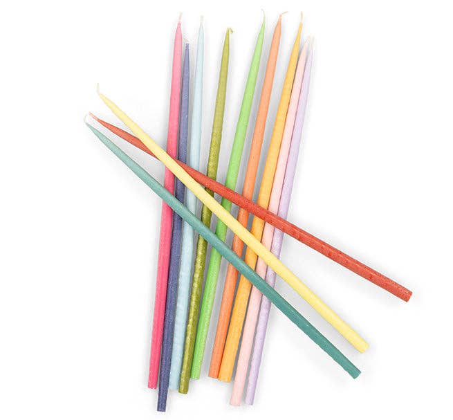 Thin Taper Coloured Candles - Pack of 12