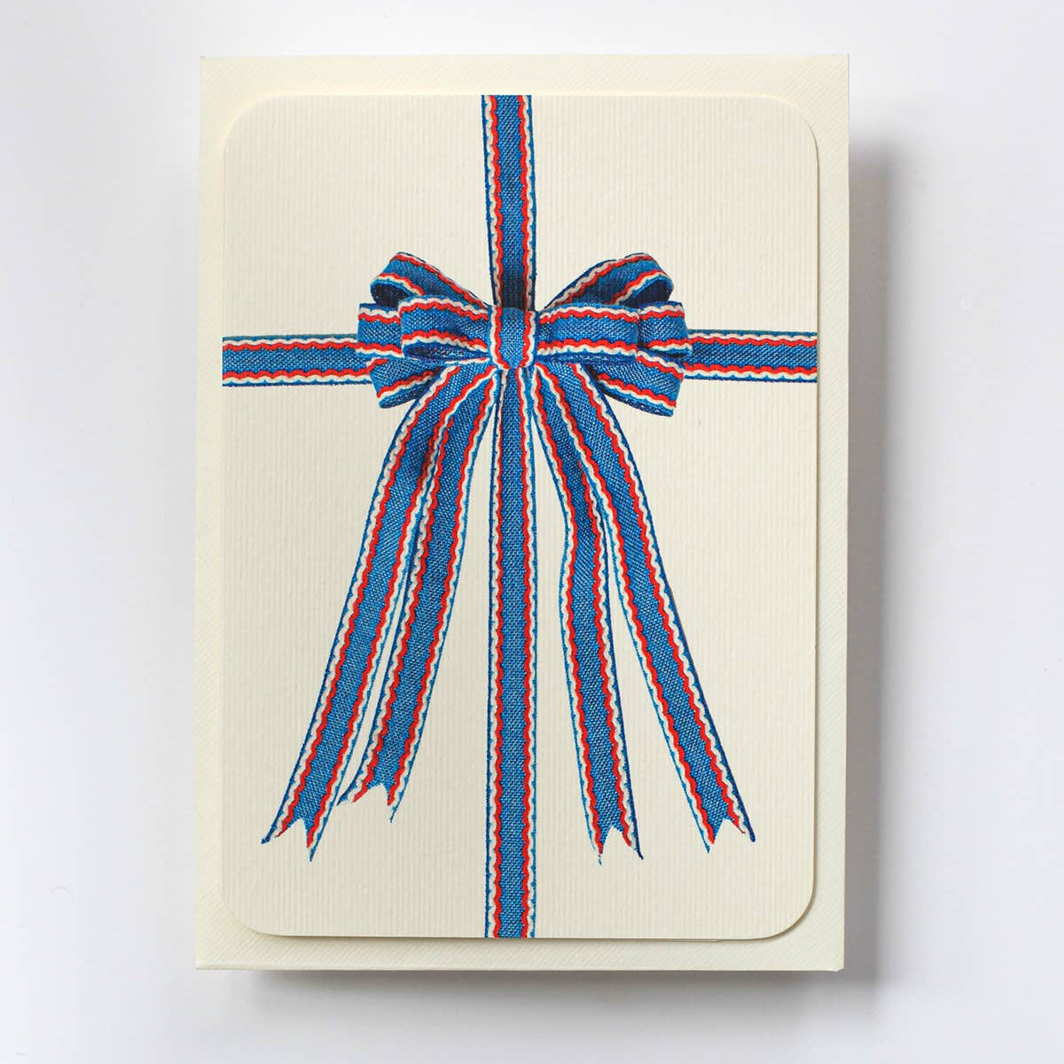 Blue, Red & White Bow Greeting Card