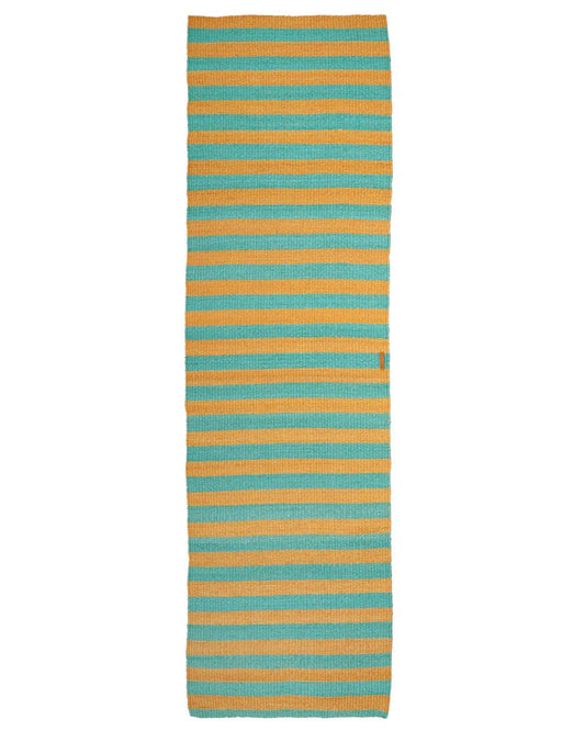 MSHALE: Golden Yellow & Turquoise Striped Woven Sisal Runner