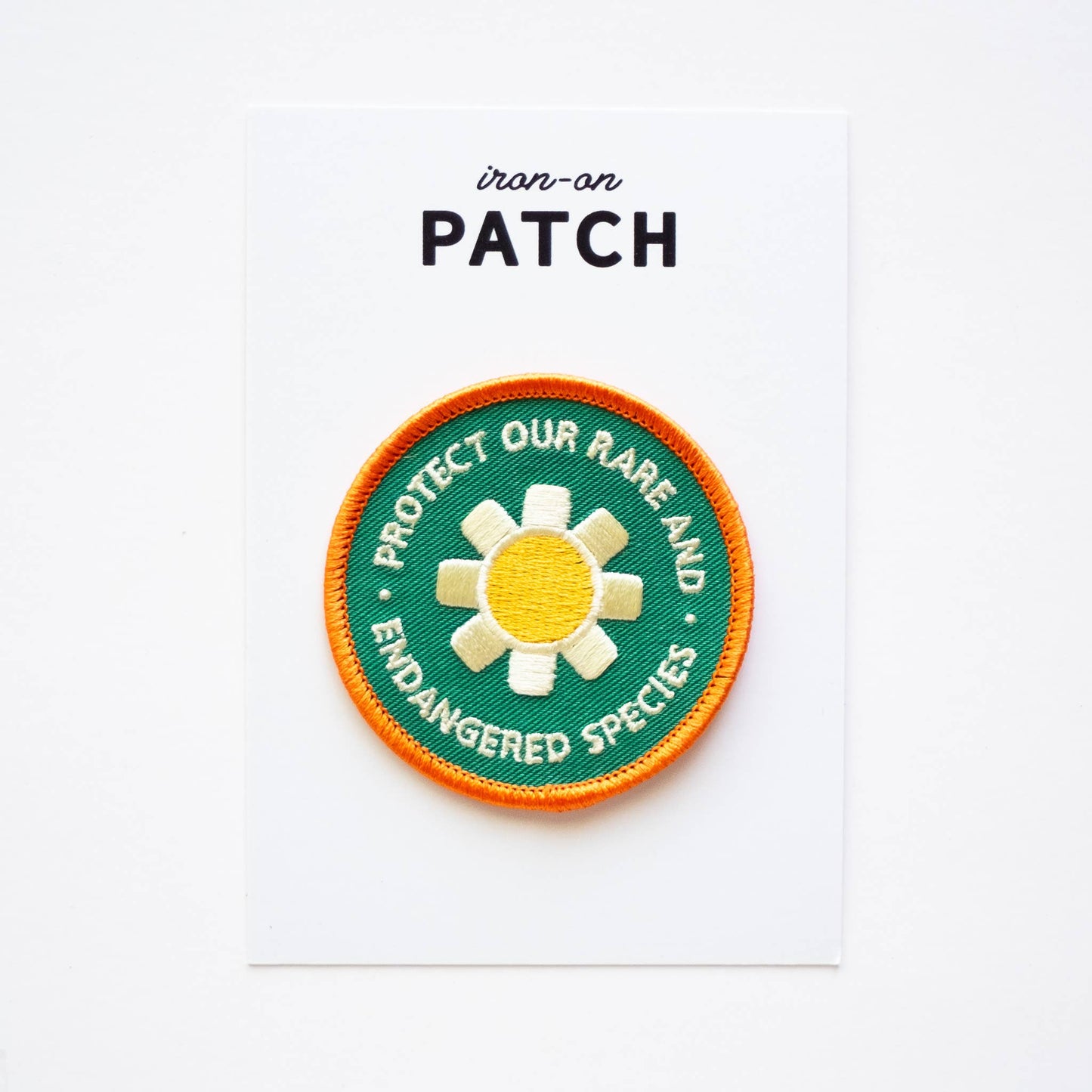 Embroidered 'Protect Our Rare and Endangered Species' Iron-on Patch