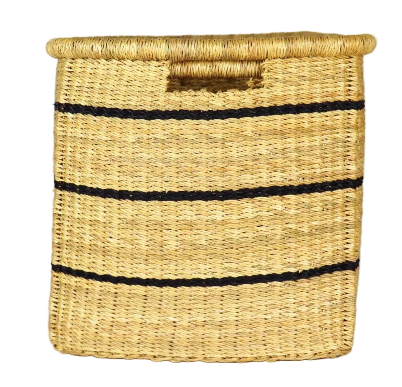Natural Brown & Black Rectangle Storage Basket: Large