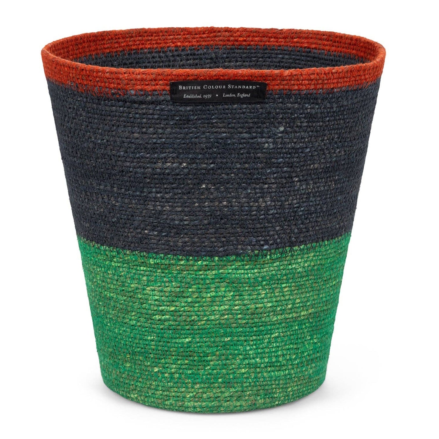 Seagrass Waste Paper Basket - Midnight and Beryl Green