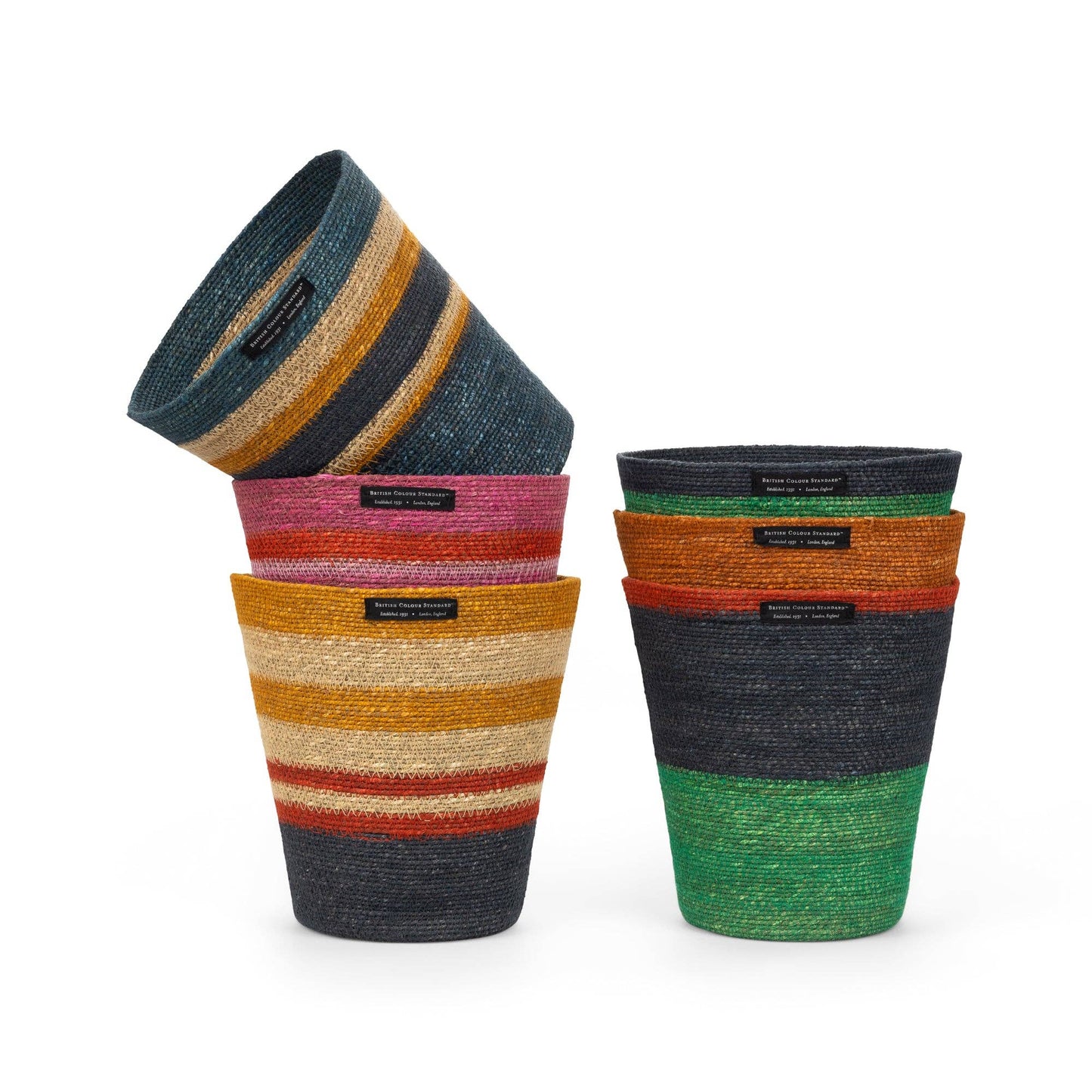 Seagrass Waste Paper Basket - Pompadour and Midnight Blue