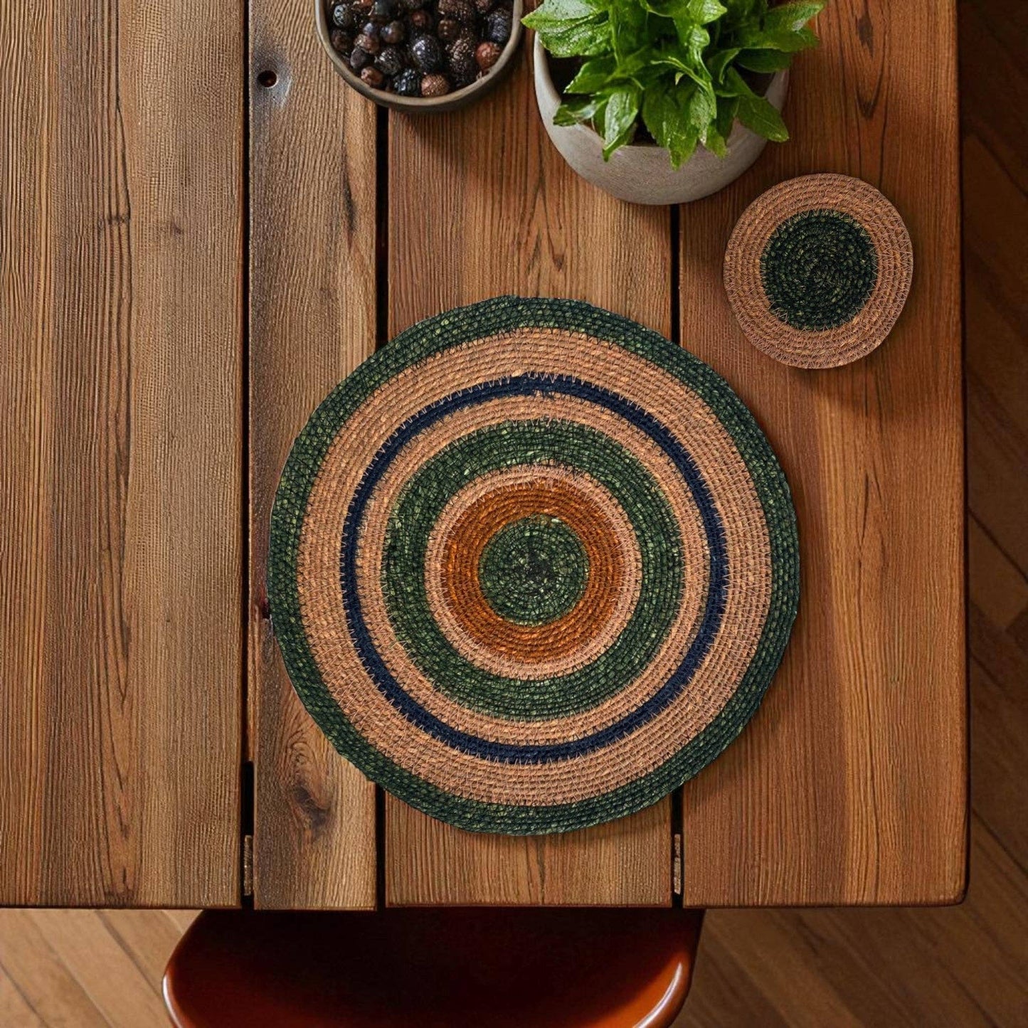 Seagrass Placemat - Olive / Old Rose: 4