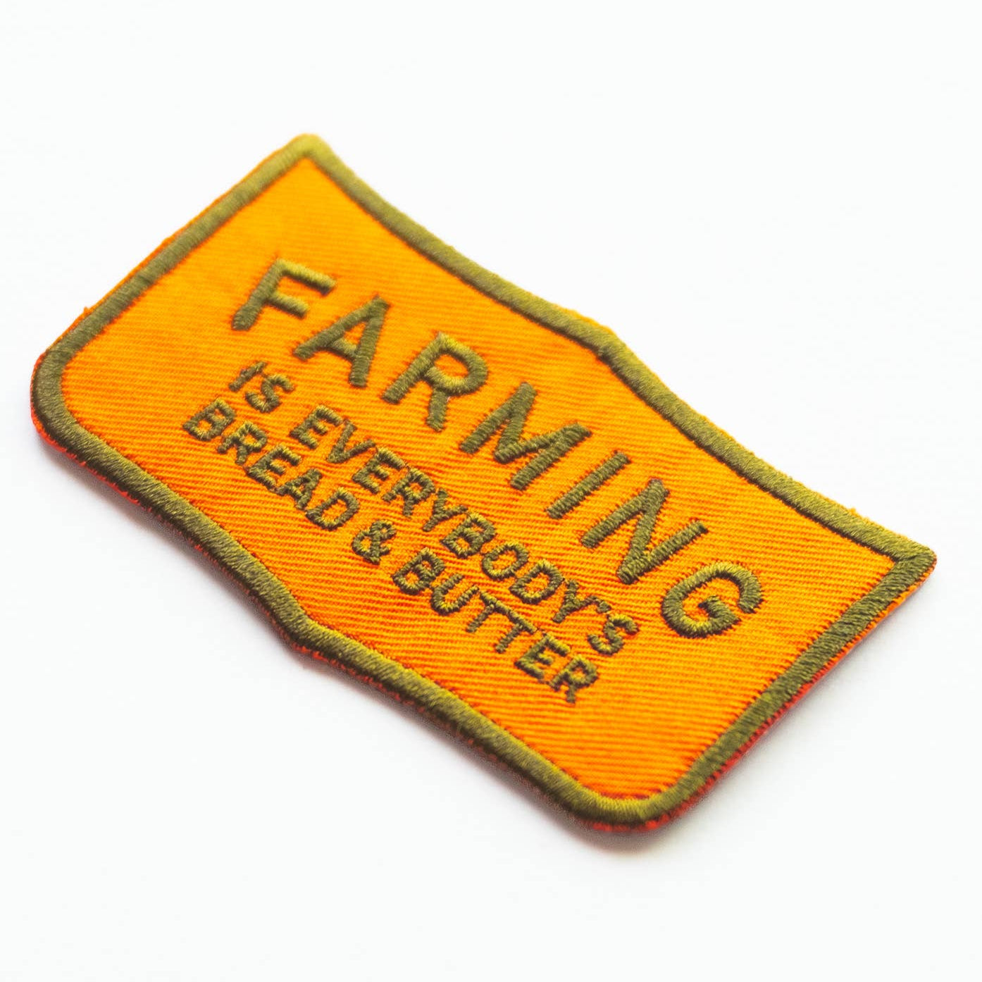 Embroidered 'Farming is Everybody's Bread & Butter' Iron-on Patch