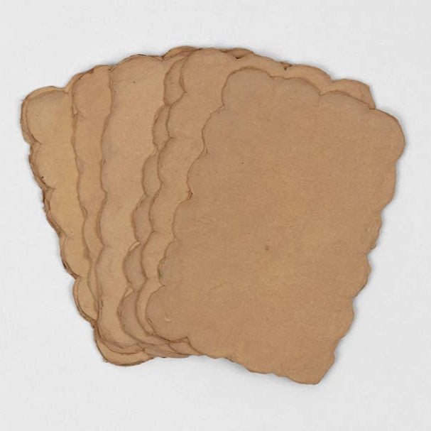 Natural Dyed Scalloped Paper Bundle Postcards - Tea