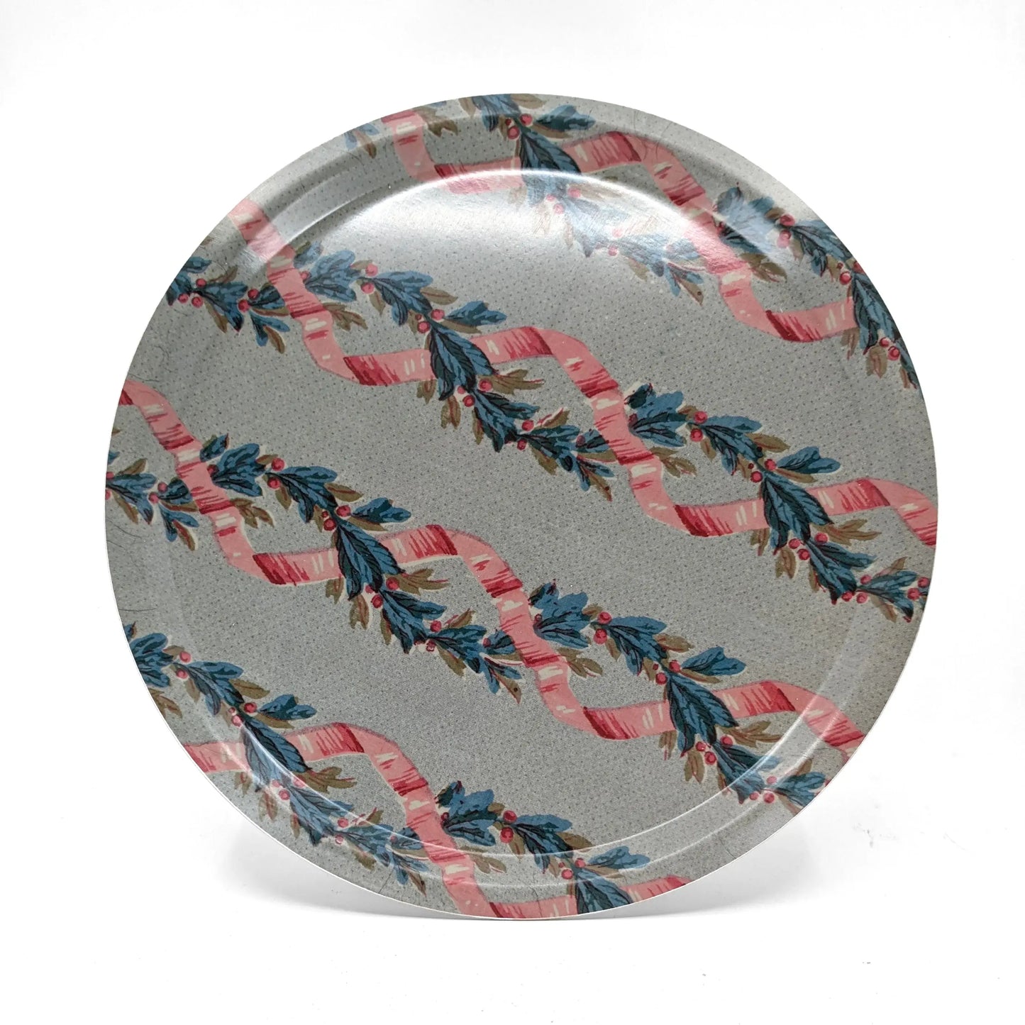 Round Birchwood Tray - Ribbons