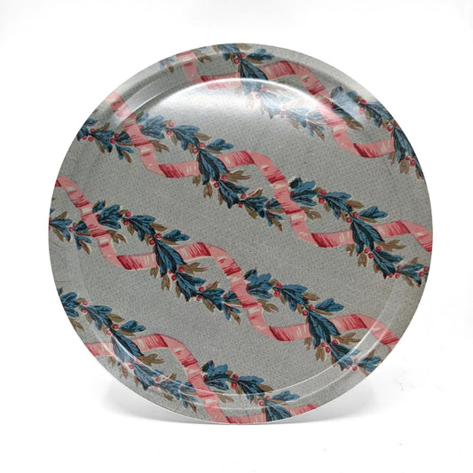 Round Birchwood Tray - Ribbons