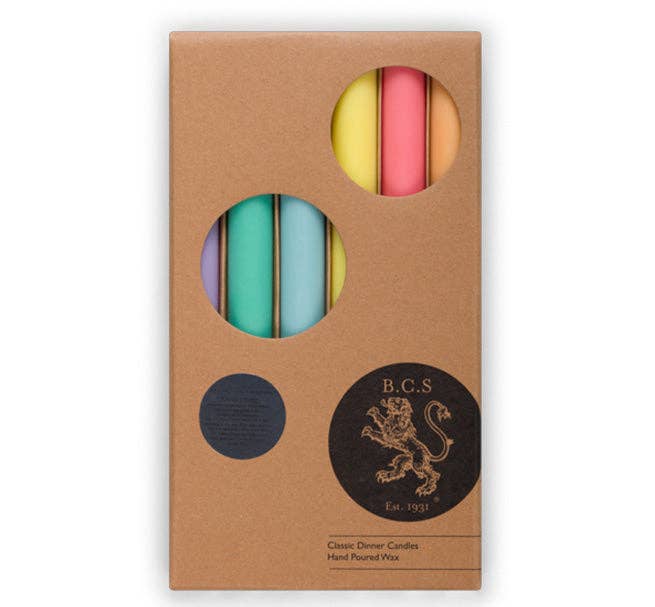 Mixed Set Pastel Rainbow Dinner Candles - Pack of 6