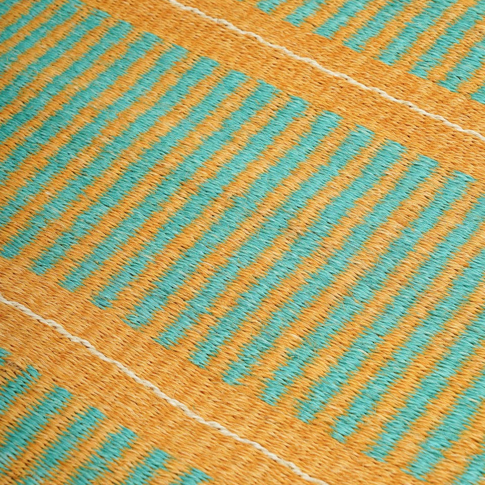 GALANA: Mustard & Turquoise Woven Sisal Runner