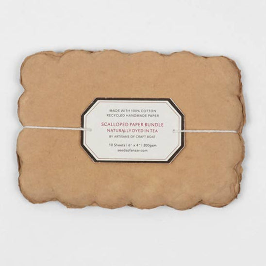 Natural Dyed Scalloped Paper Bundle Postcards - Tea