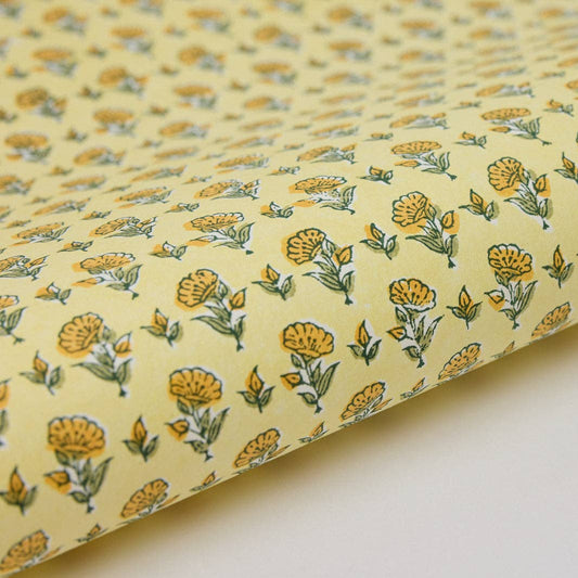 Block Printed Wrapping Paper - Ditsy Floral Sunshine
