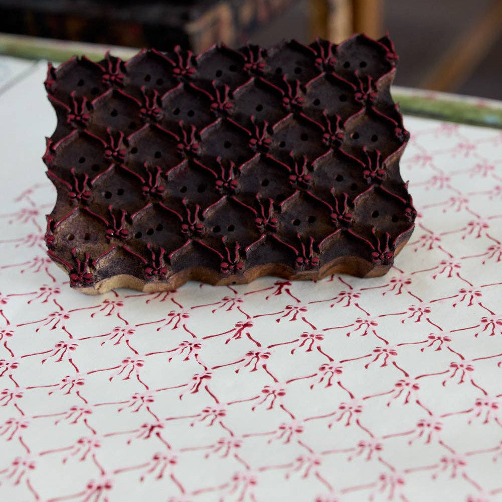 Block Printed Wrapping Paper - Bows Pink Sorbet