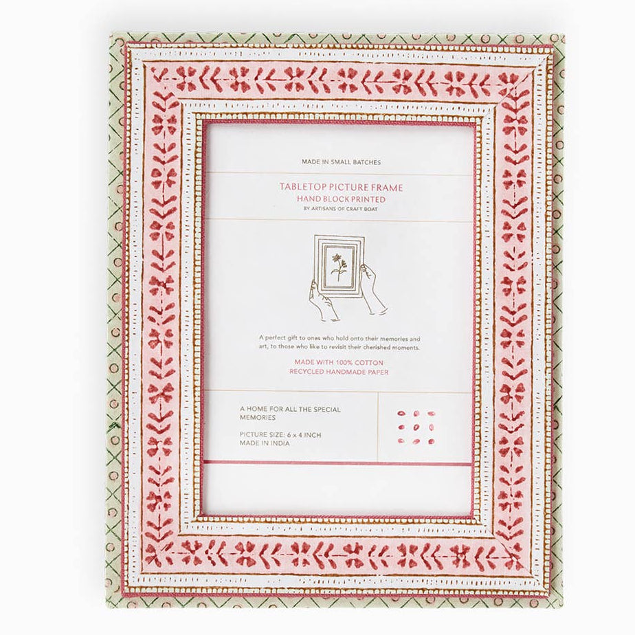Block-Printed Tabletop Picture Frame - Rose Rhea