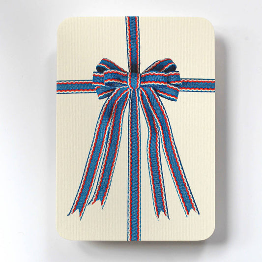 Blue, Red & White Bow Greeting Card