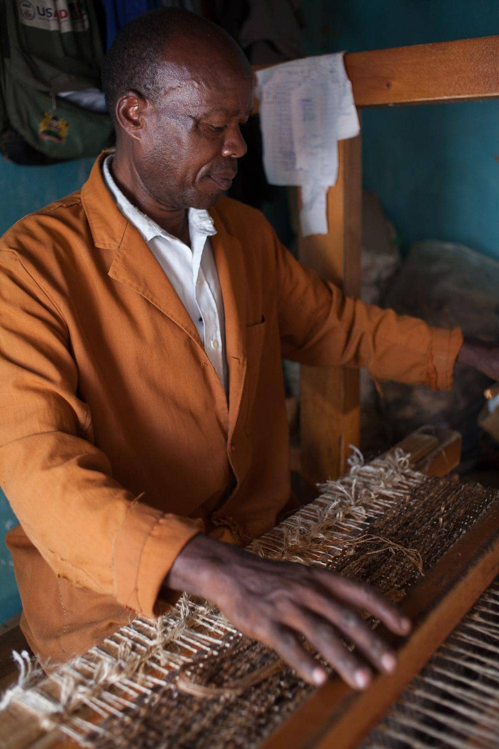 HEKIMA: Small Red, Vintage Pink and Natural Woven Sisal Rug