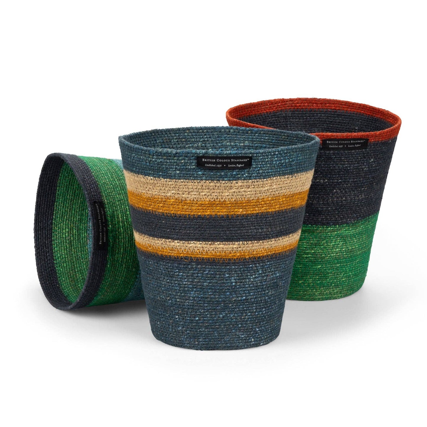 Seagrass Waste Paper Basket - Pompadour and Midnight Blue