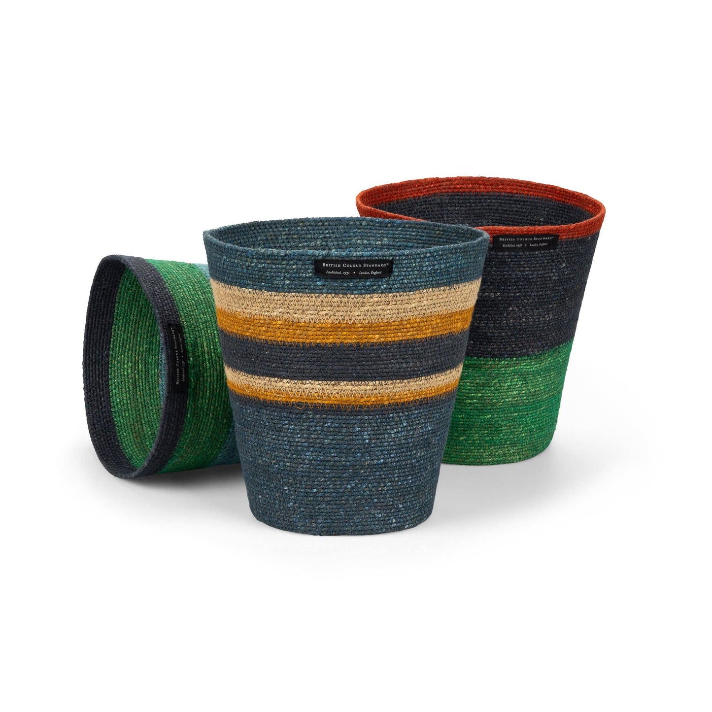 Seagrass Waste Paper Basket - Midnight and Beryl Green