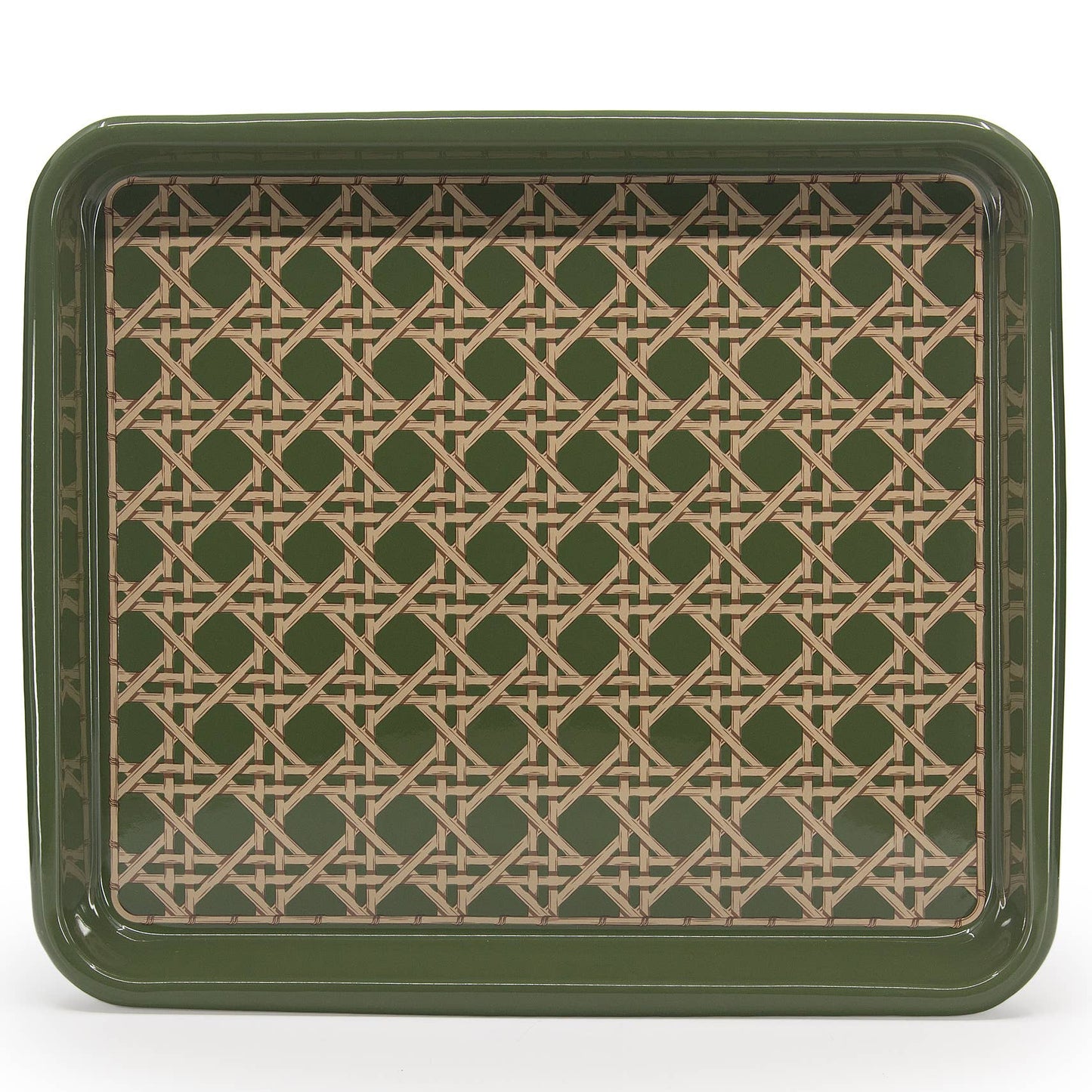 Domino x CCH Wicker Enamelware Rectangle Tray: Sage
