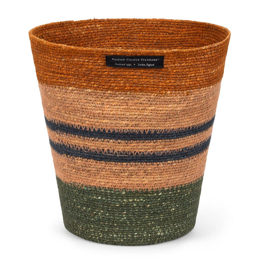 Seagrass Waste Paper Basket -  Olive & Old Rose